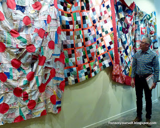 Quilt tops from Found Made, a quilt exhibit curated by Rod Kiracofe at the San Jose Museum of Quilts and Textiles