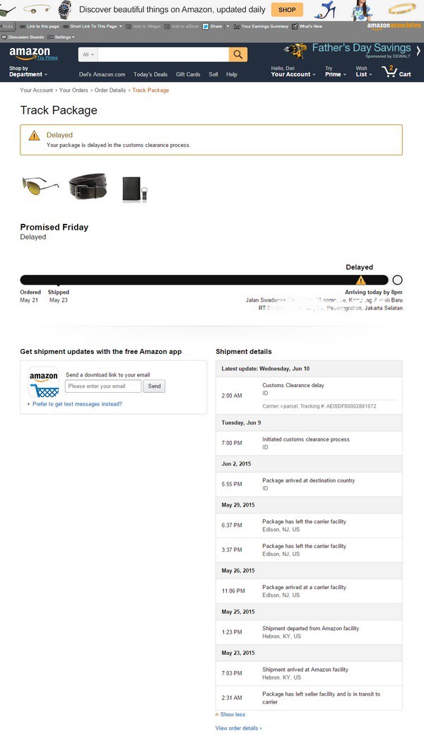 Status Pengiriman Paket Amazon ke Indonesia