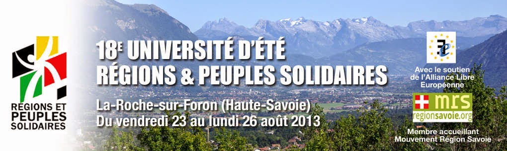 18e Université d'été de Régions et Peuples Solidaires 2013