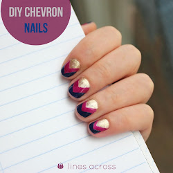 nails diy chevron nail gold navy lines across designs colors easy simple three tape trio fuchsia pink pretty combo linesacross