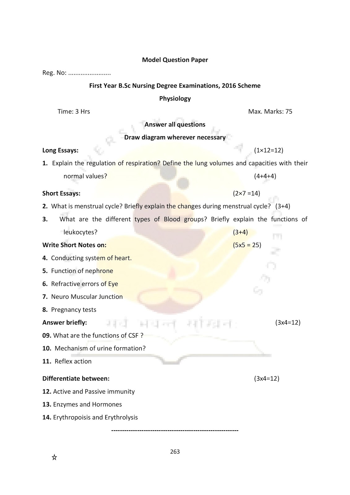 KUHS PREVIOUS QUESTION PAPER PHYSIOLOGY