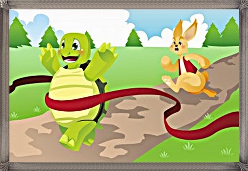 gambar ilustrasi cerita perlombaan kelinci melawan kura-kura