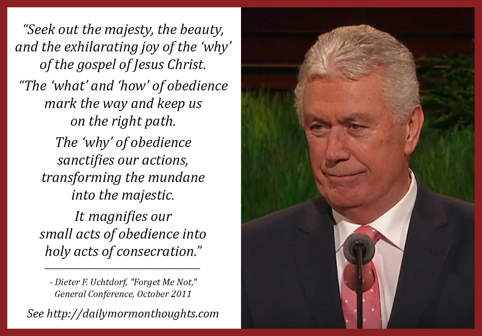 Daily Thought from Modern Prophets Elder Dieter F. Uchtdorf on finding