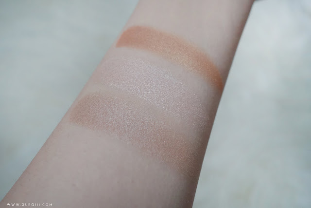 Makeup Revolution | Radiance Highlighter Palette Review and Swatches Shades L to R Breathe, Exhale, Glow