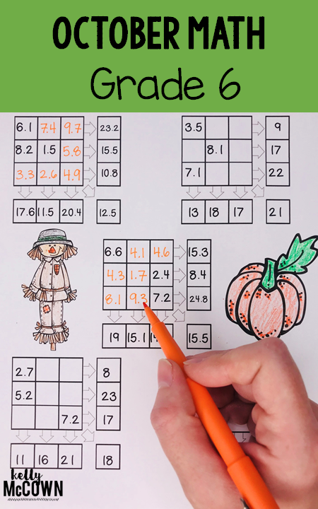 Kelly McCown: October NO PREP Math Packet - 6th Grade