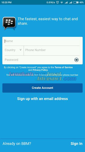 Cara Sign in BBM Android dengan Nomor Telepon / HP Cara Sign in BBM Android dengan Nomor Telepon / HP