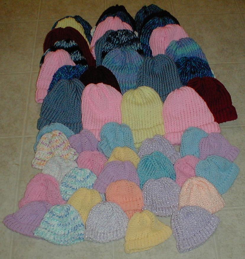 Karens Crocheted Garden of Colors 50 Hats from Frank's Looms
