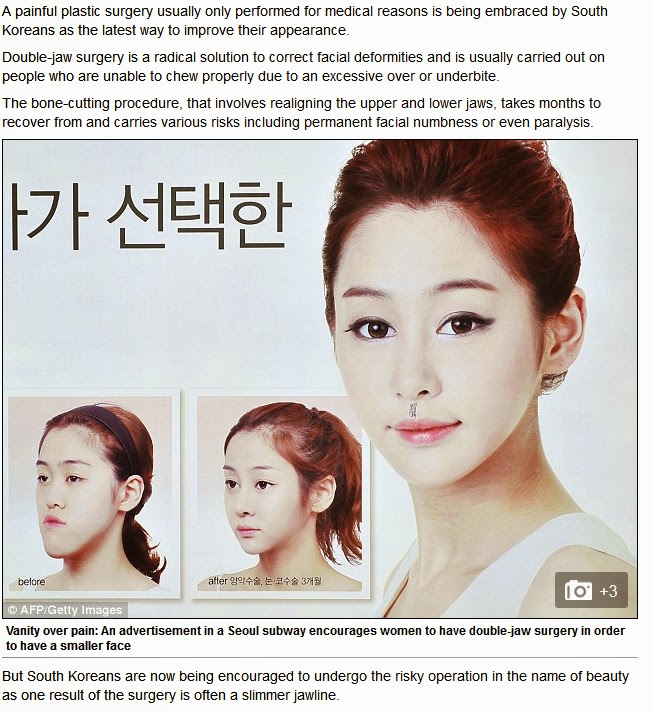 http://www.dailymail.co.uk/femail/article-2332785/Dangerous-double-jaw-surgery-rise-South-Korea-women-encouraged-face-risks-bone-cutting-procedure-beauty.html