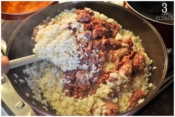 risoto de carne seca com abóbora
