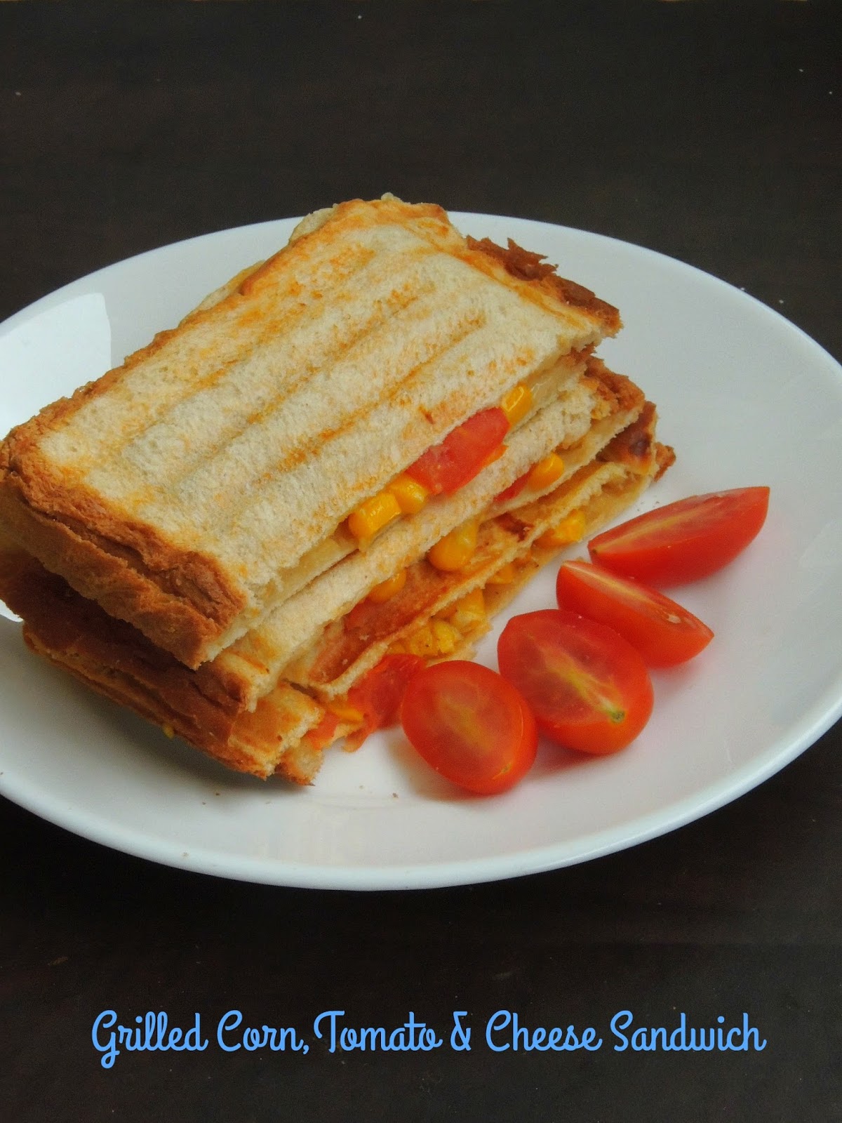 Grilled Sweet Corn,Cherry Tomato & Cheese Sandwich Cook N Click