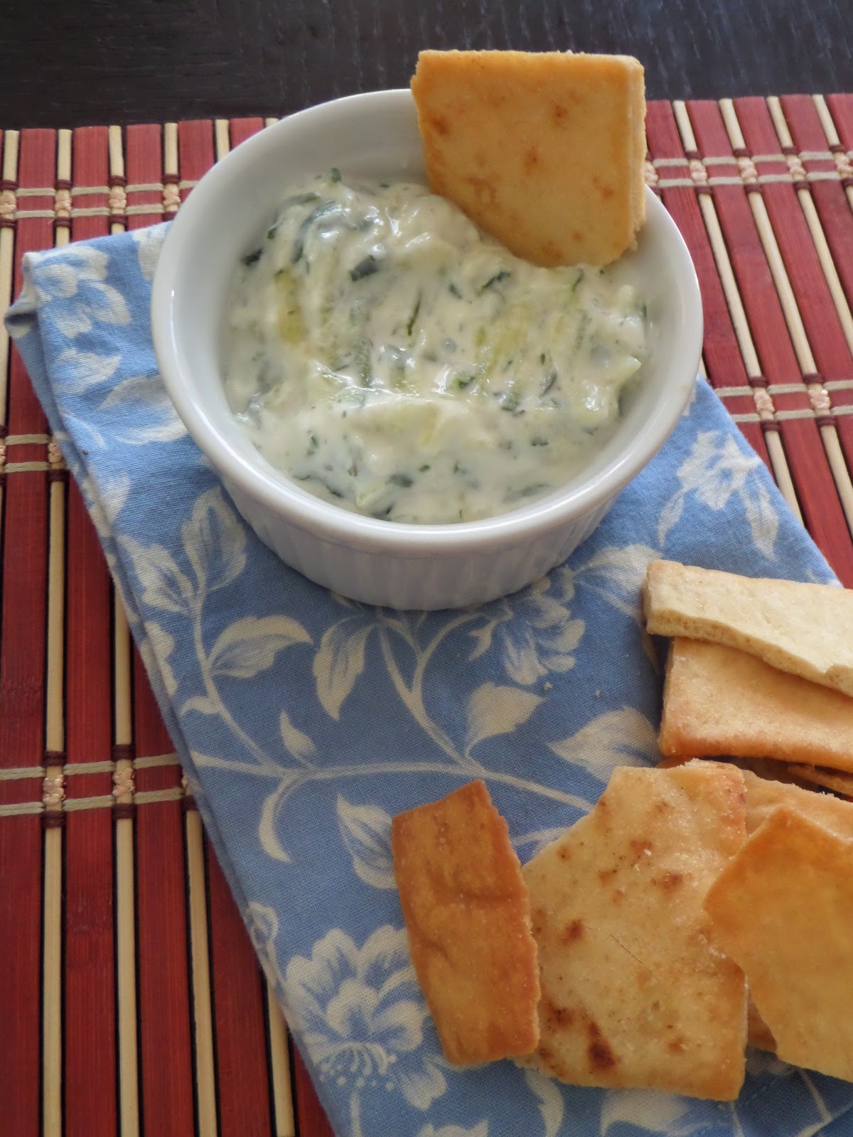 Tzatziki:  A deliciously cool and refreshing yogurt dip/sauce made with cucumbers and dill.