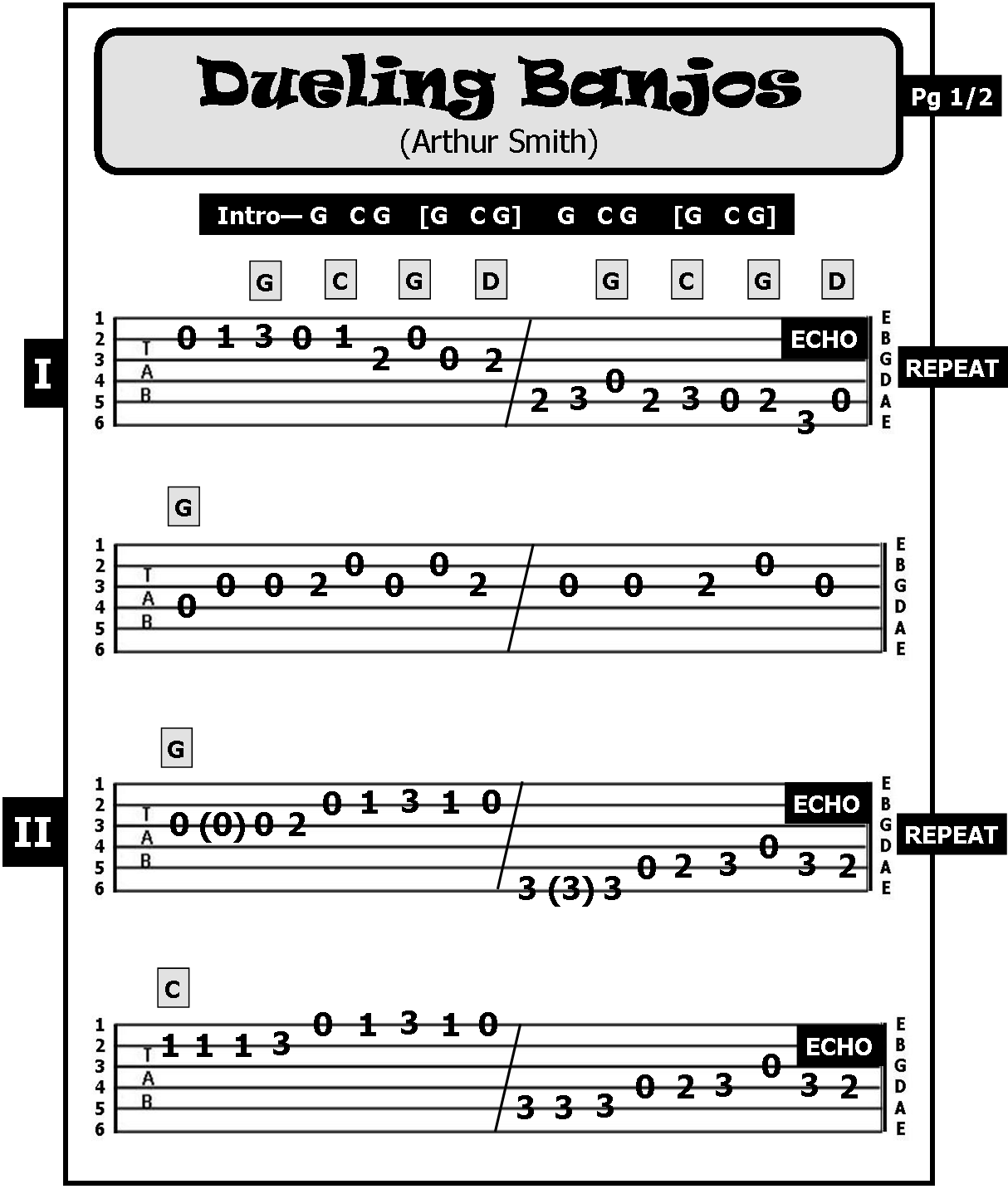 Guitar TAB Dueling Banjos & Guitar Arthur Smith