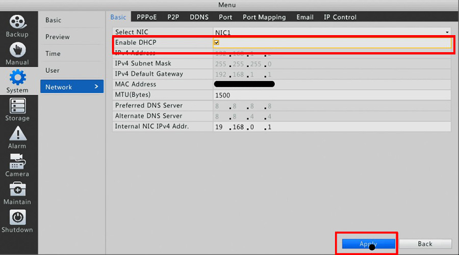 uniview Network Configuration