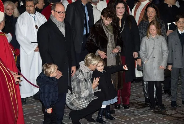 Prince Albert, Princess Charlene, Prince Jacques and Princess Gabriella at Saint Devota celebrations