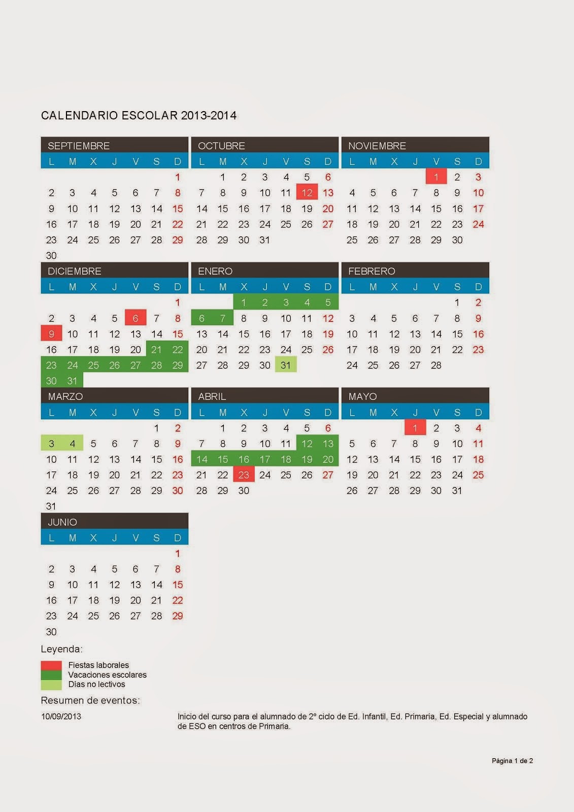 Calendario escolar