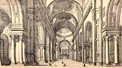 Interior of St Paul's Cathedral from London; being an accurate history and description of the British Metropolis and its neighbourhood by D Hughson (1808)