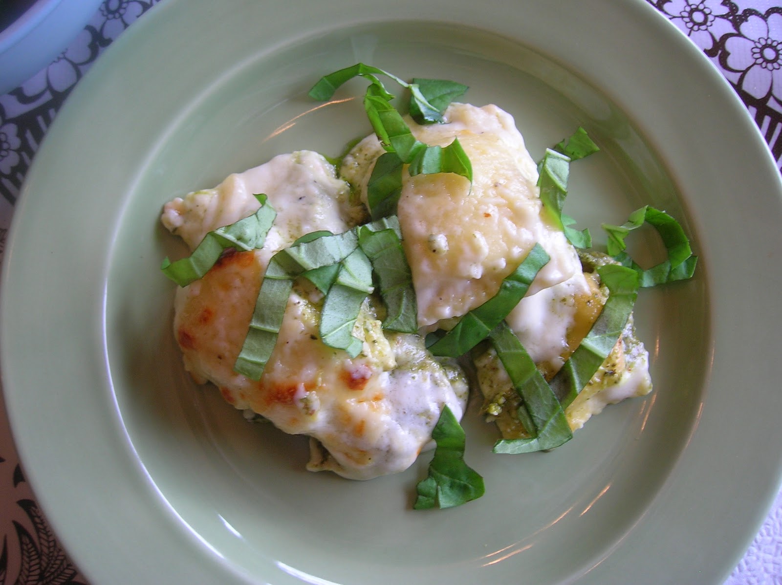 Rindy Mae Pesto Ravioli With Alfredo Sauce
