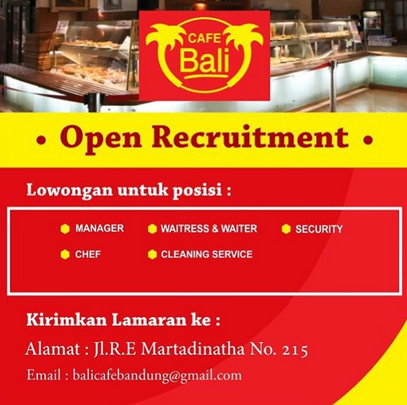 Lowongan Kerja Cafe Bali Bandung Jl Re Martadinatha 2021