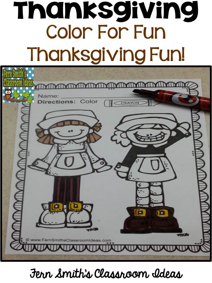 Fern Smith's Classroom Ideas Thanksgiving Color For Fun Printables