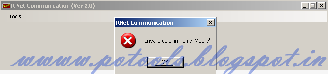 R NET COMMUNICATION INVALID COLUMN NAME MOBILE Nfpe Karimnagar