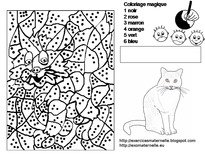 Maternelle: Coloriage magique : un chat
