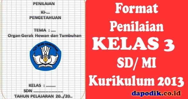 Format Penilaian Kelas 3 Sd Mi Kurikulum 2013 Edisi Revisi Terbaru Dapodik Co Id