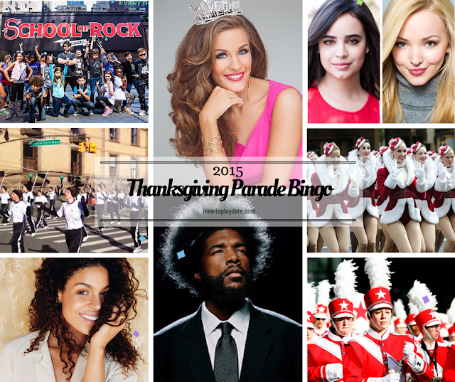New faces on the Thanksgiving Day Parade Bingo for 2015 {free printable}