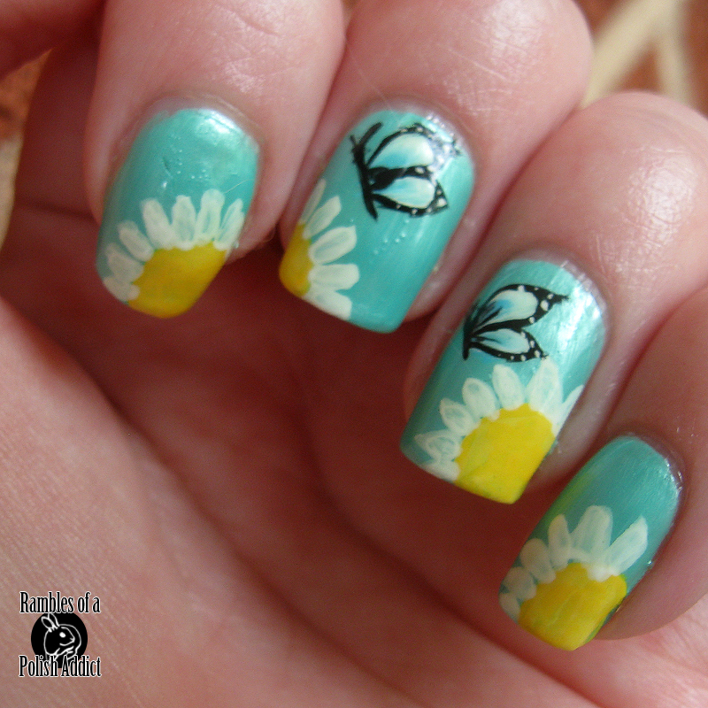 One stroke Butterflies with daisies | Rambles of a Polish Addict
