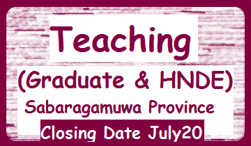 Graduate Teaching in Sabaragamuwa Province (Graduate and HNDE)