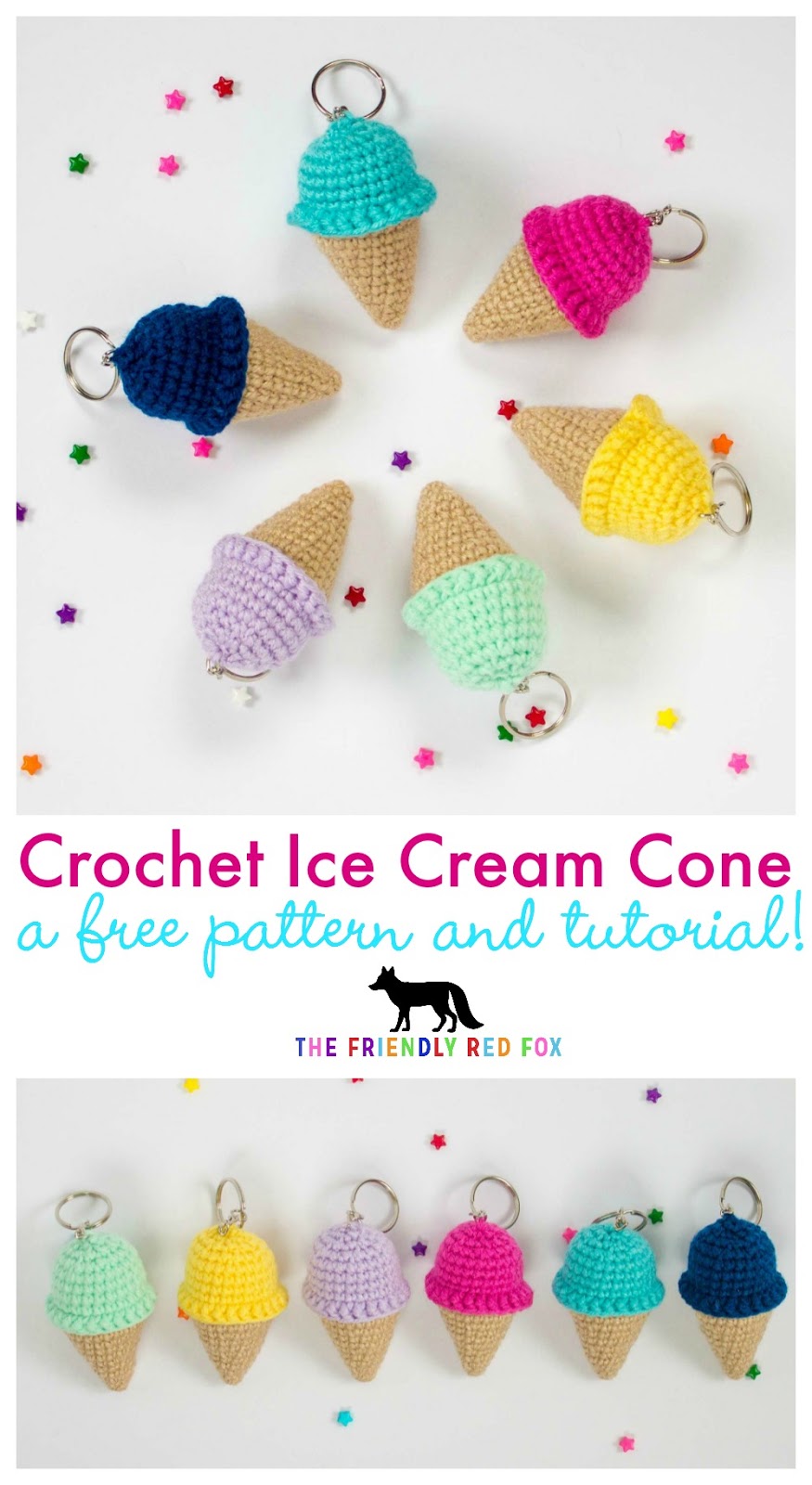 Free Crochet Keychain Pattern Ice Cream Cone Thefriendlyredfox
