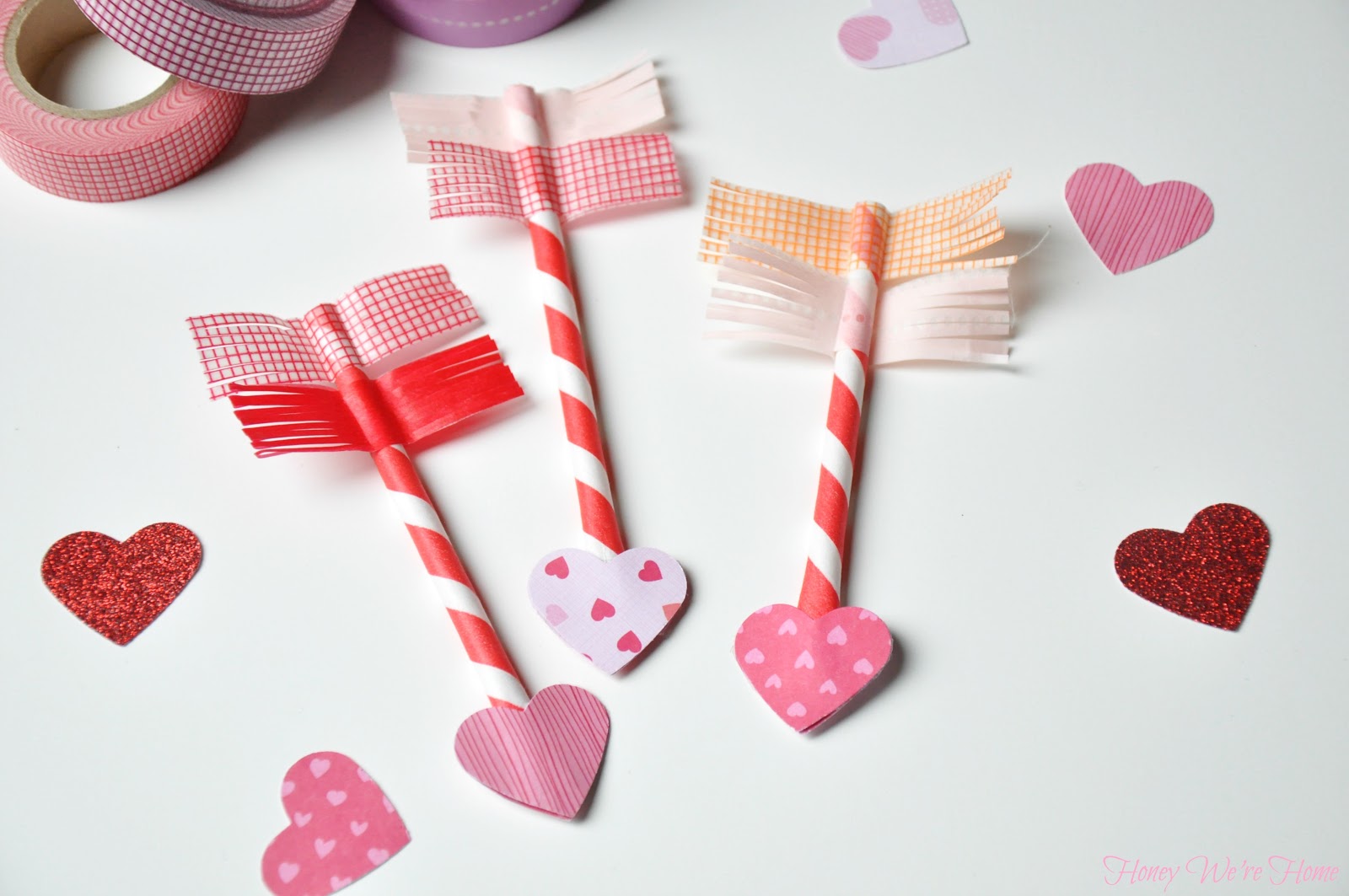 Valentine's Day Craft // Paper Straw & Washi Tape Arrows | Honey We're Home