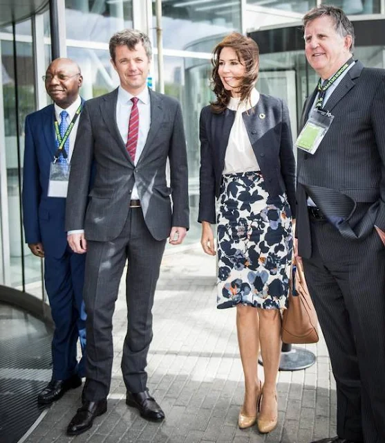 Crown Princess Mary opens Women Deliver Conference 2016 at Bella Center in Copenhagen. Crown Prince Frederik, Crown Princess Mette-Marit, Princess Benedikte and Princess Mabel. Princess Mary wore Hugo Boss skirt