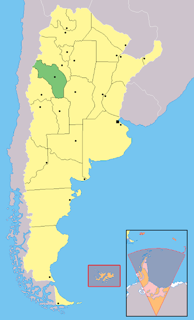 Mapa de localização da província de La Rioja - Argentina