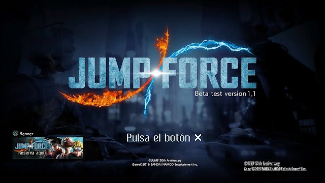 Pantalla de título de la demo de Jump Force