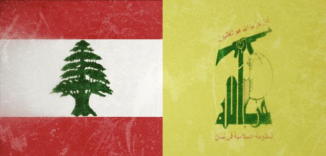 Bandera de Líbano y de Hezboláh Bandera de Líbano y de Hezboláh