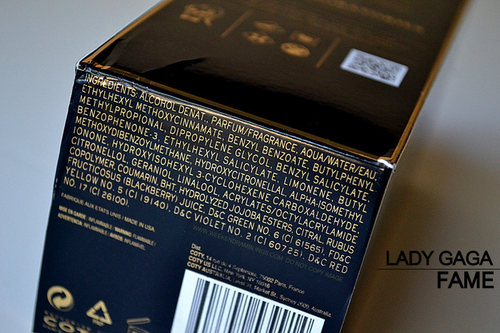 lady gaga fame perfume notes