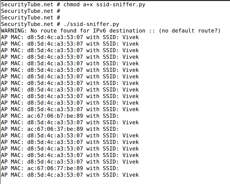 SecurityTube.net Hack of the Day: Wi-Fi SSID Sniffer in 10 Lines of Python