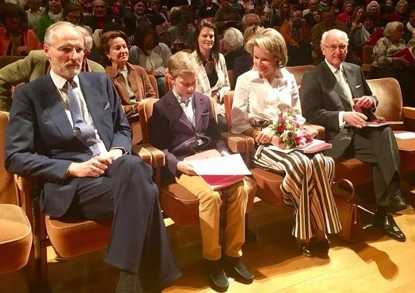 Queen Mathilde and her son, Prince Emmanuel attended the session of the first round of 2018 Queen Elisabeth Voice Competition held at Flagey