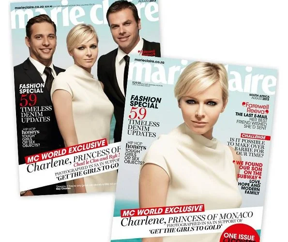 Princess Charlene is on the August cover of Marie Claire South Africa to promote her foundation, which supports teaching young girls how to swim