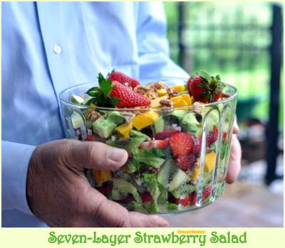 Seven-Layer Strawberry Salad with Poppy Seed Dressing ~ AVeggieVenture.com