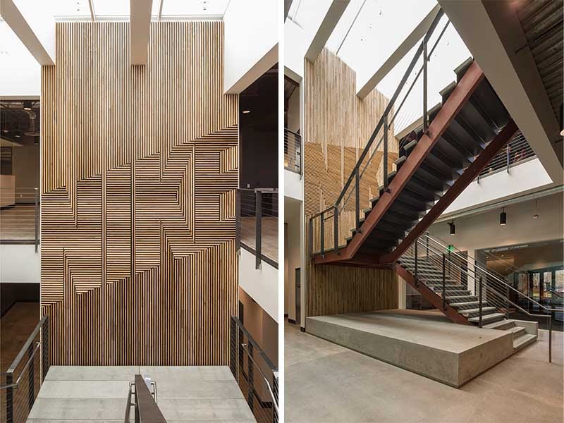 Nike, sorprendente diseño en de relieve con tablillas de madera - interiorismo ilia interiorismo