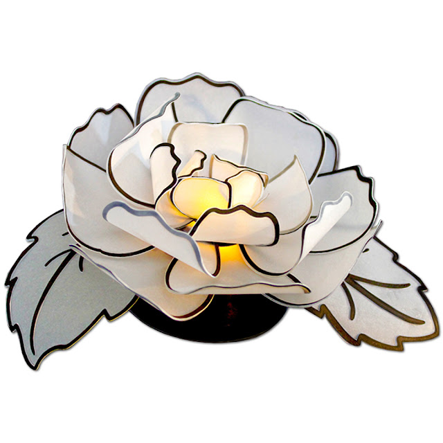 JMRush Designs Rose Tea Light Lantern (Flameless)