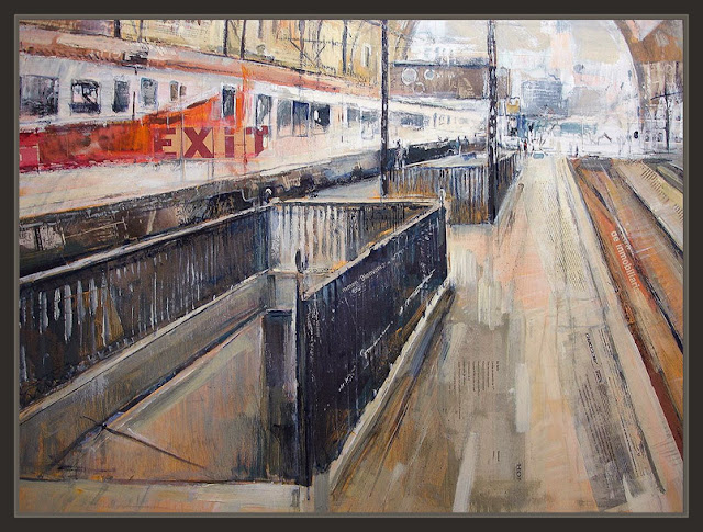 PORTBOU-TREN-ESTACION-FERROCARRILES-PINTURA-CUADROS-ERNEST DESCALS-