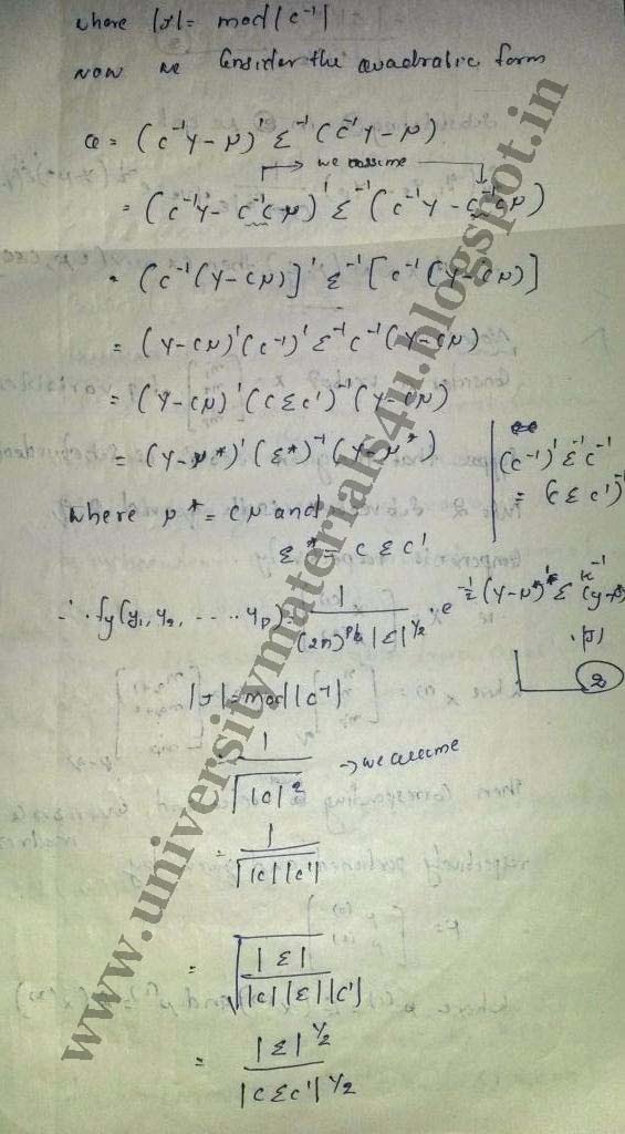 Linear combination of Multivariate Normal Vector Hand written Notes