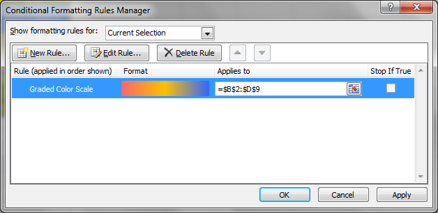 Heatmap in excel using 3 color Scale