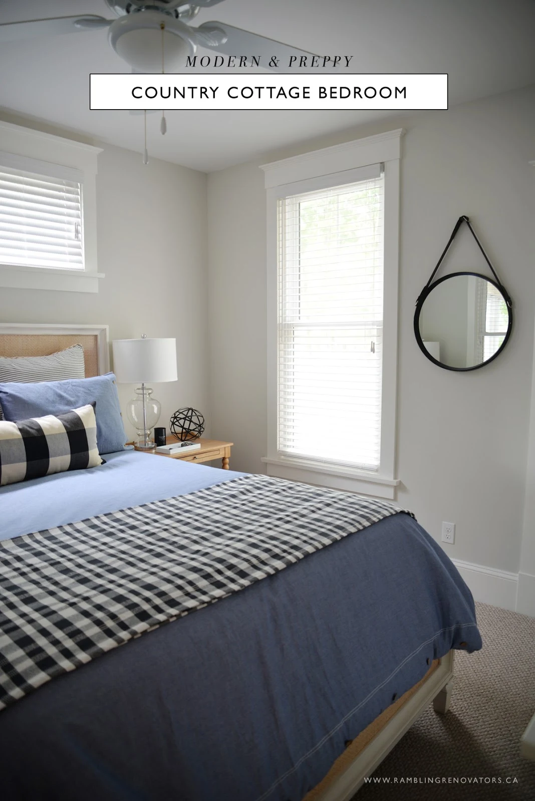 modern preppy country cottage bedroom | Ramblingrenovators.ca