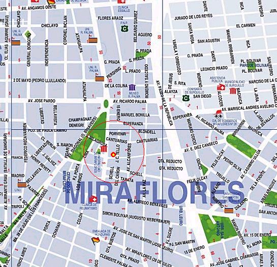 Mapas del Distrito de Miraflores en Lima Perú Mapas del