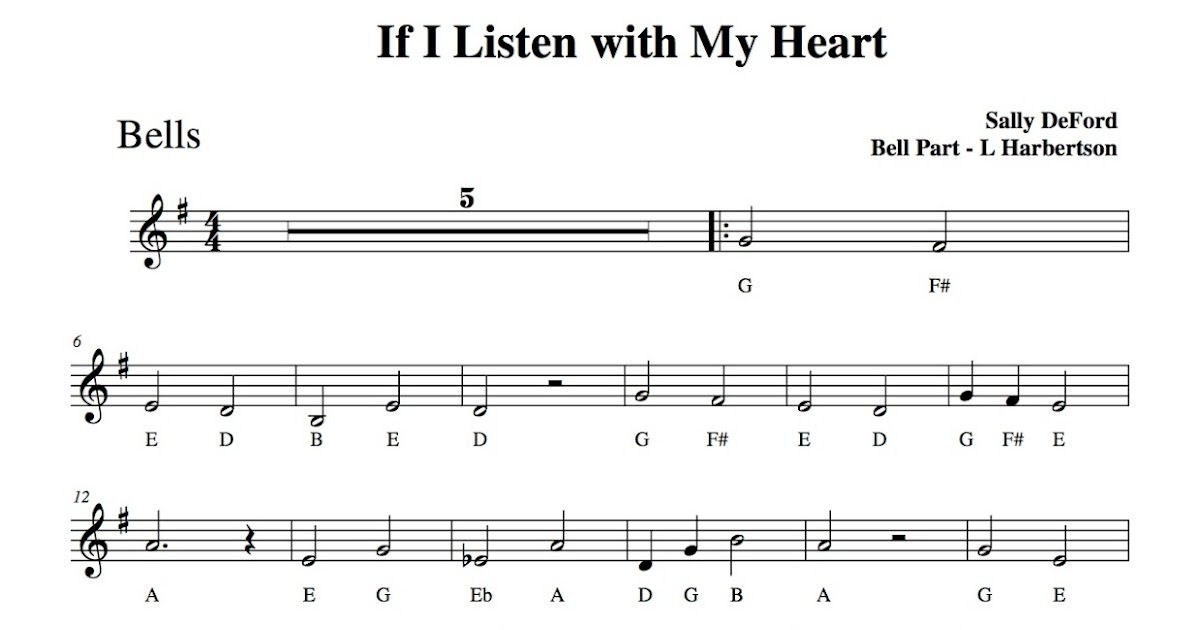camilles primary ideas if i listen with my heart bells if i listen with my heart sheet music