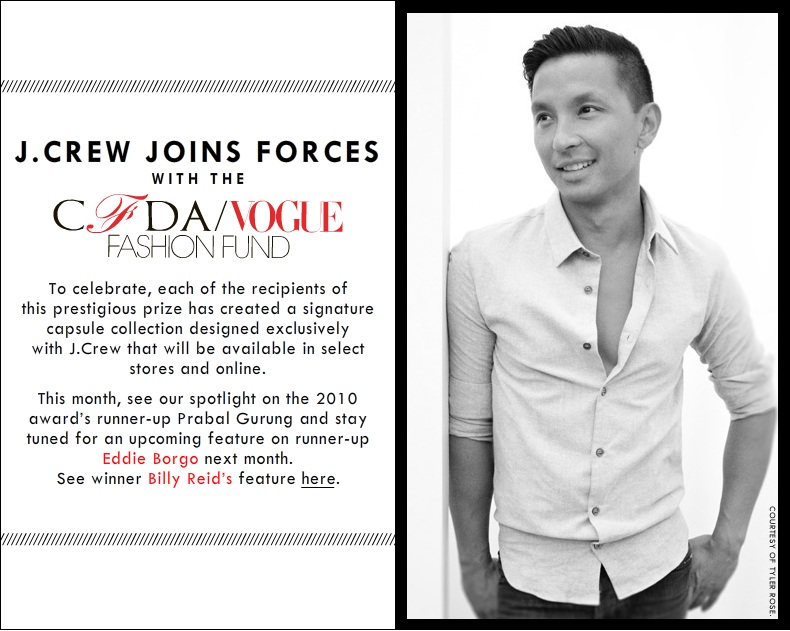 J.Crew Aficionada Prabal Gurung at J.Crew