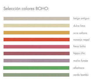 Colores para decoración Boho Chic